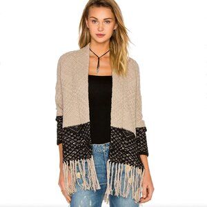 BCBGMAXAZRIA Eliana Knit Jacquard Fringe Cardigan Oversized Colorblock REVOLVE